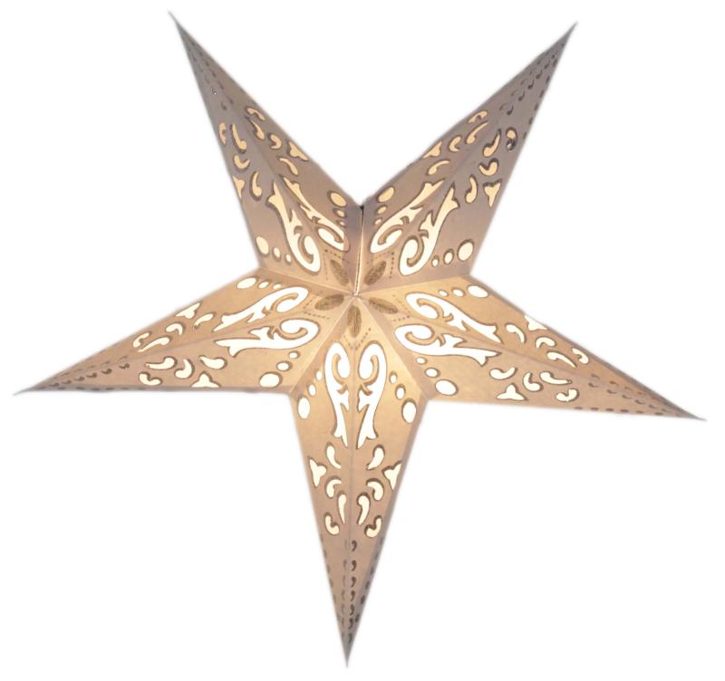 Baby Curves white / Glitter - Foldable glowing Paperstar with 5 points, 40 cm